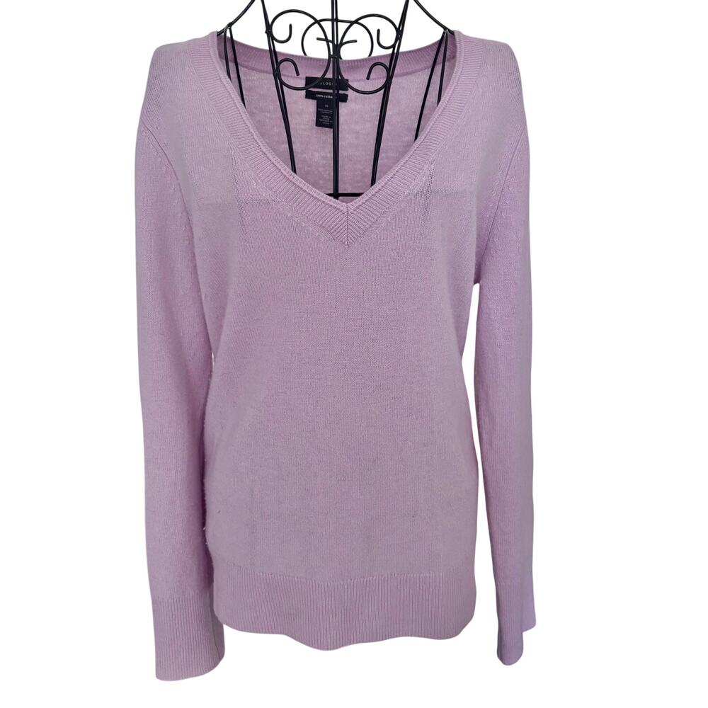Halogen 100% Cashmere Lilac Purple V-Neck Sweater Pullover Feminine Pastel